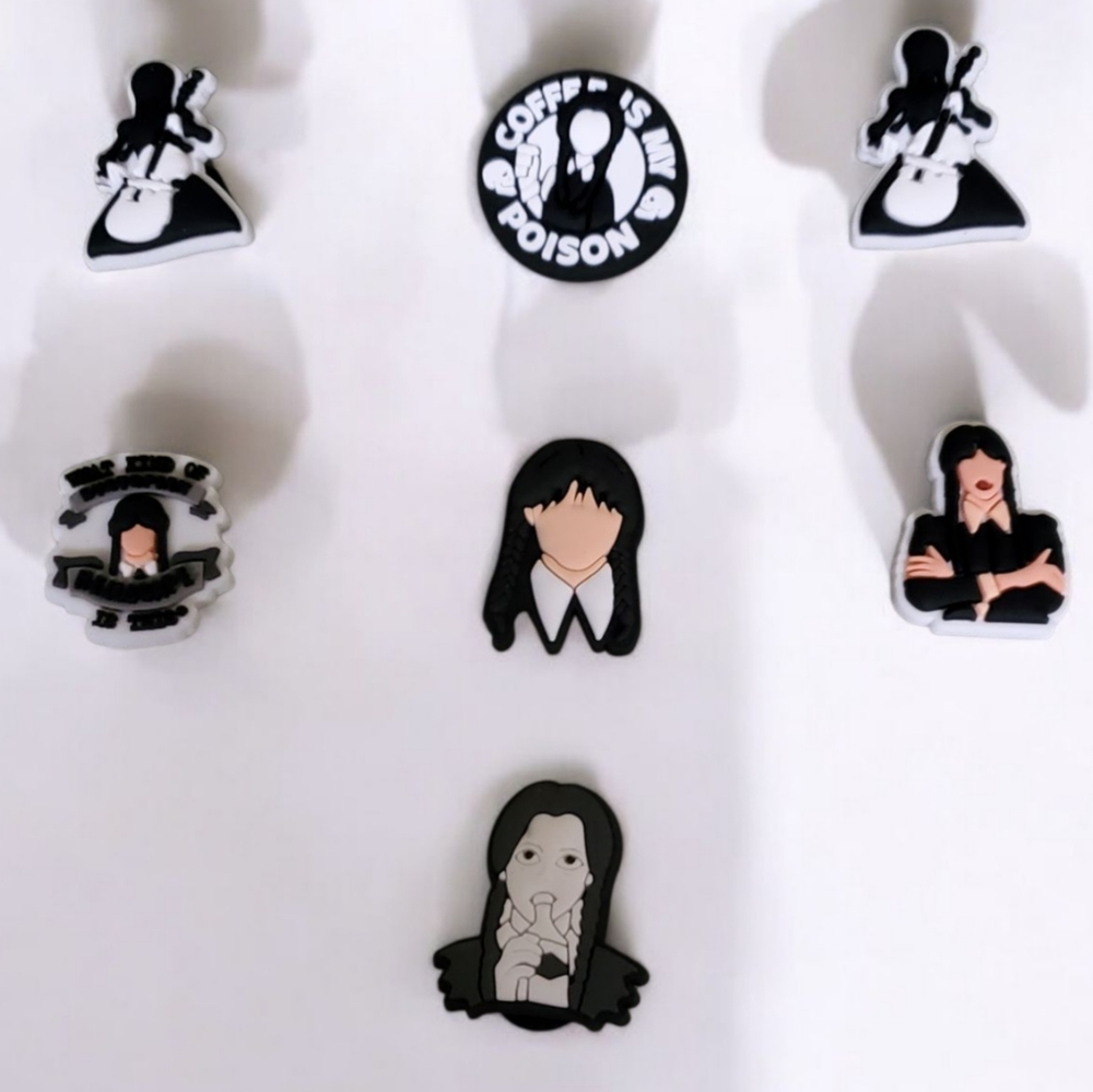 Wednesday Addams Croc Charms Jibbitz Set Spooky Shoe Accessories